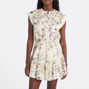 Steve Madden Cream Floral Crew Neck Cap Sleeve Faith Mini Dress